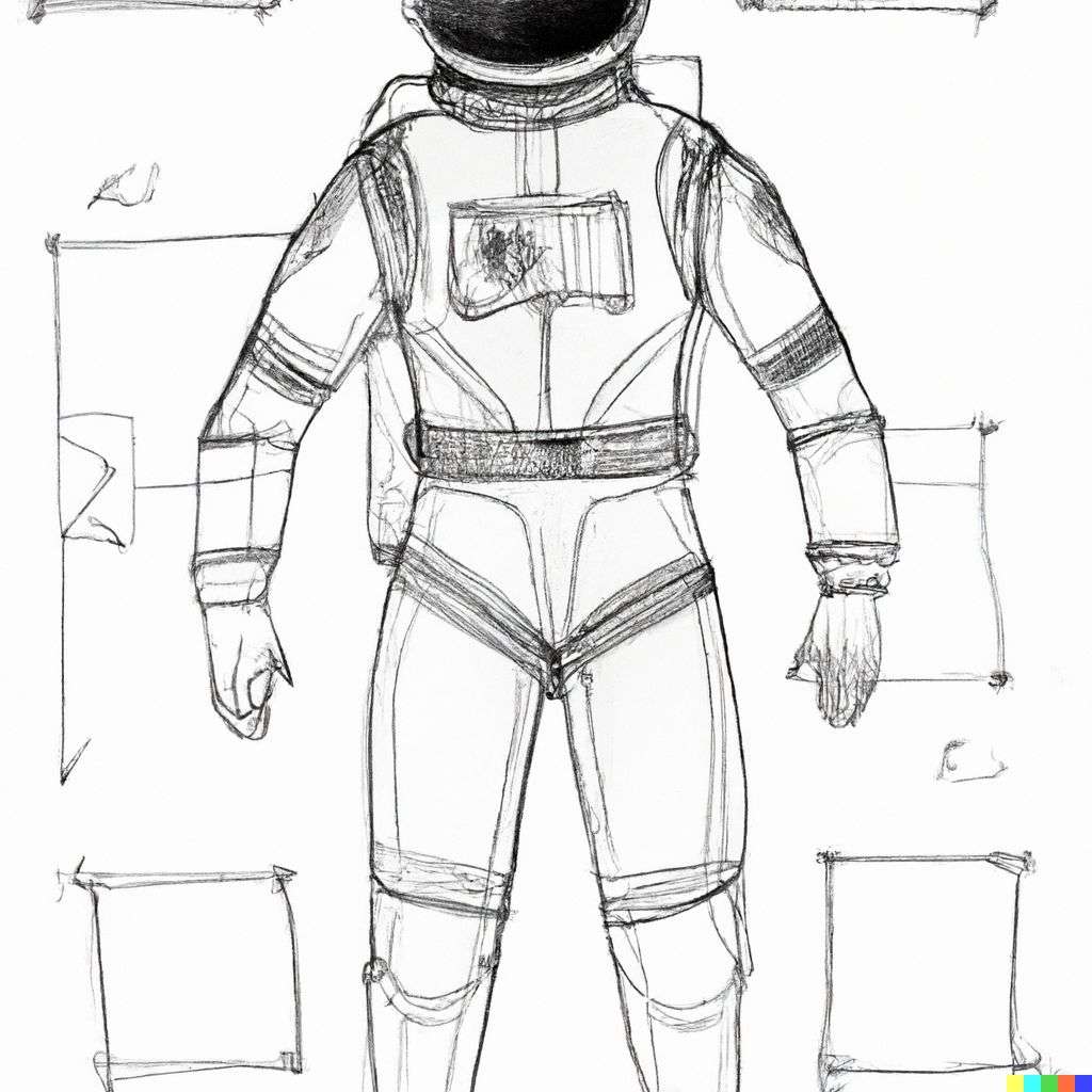 an astronaut, drawing, schematic